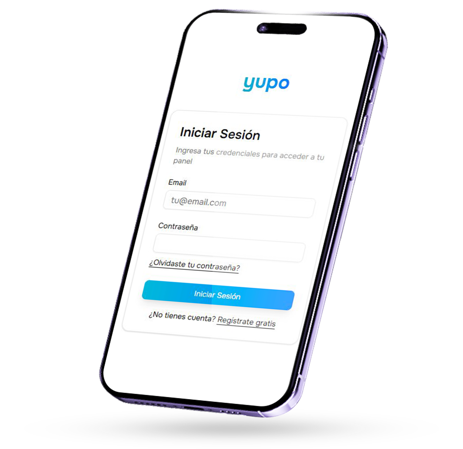 Mockup de tienda online YUPO.app en smartphone